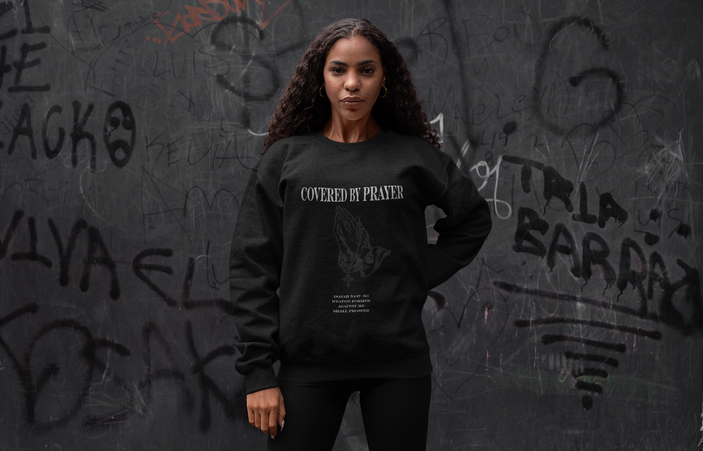 Covered By Prayer Unisex Sweatshirt Printify