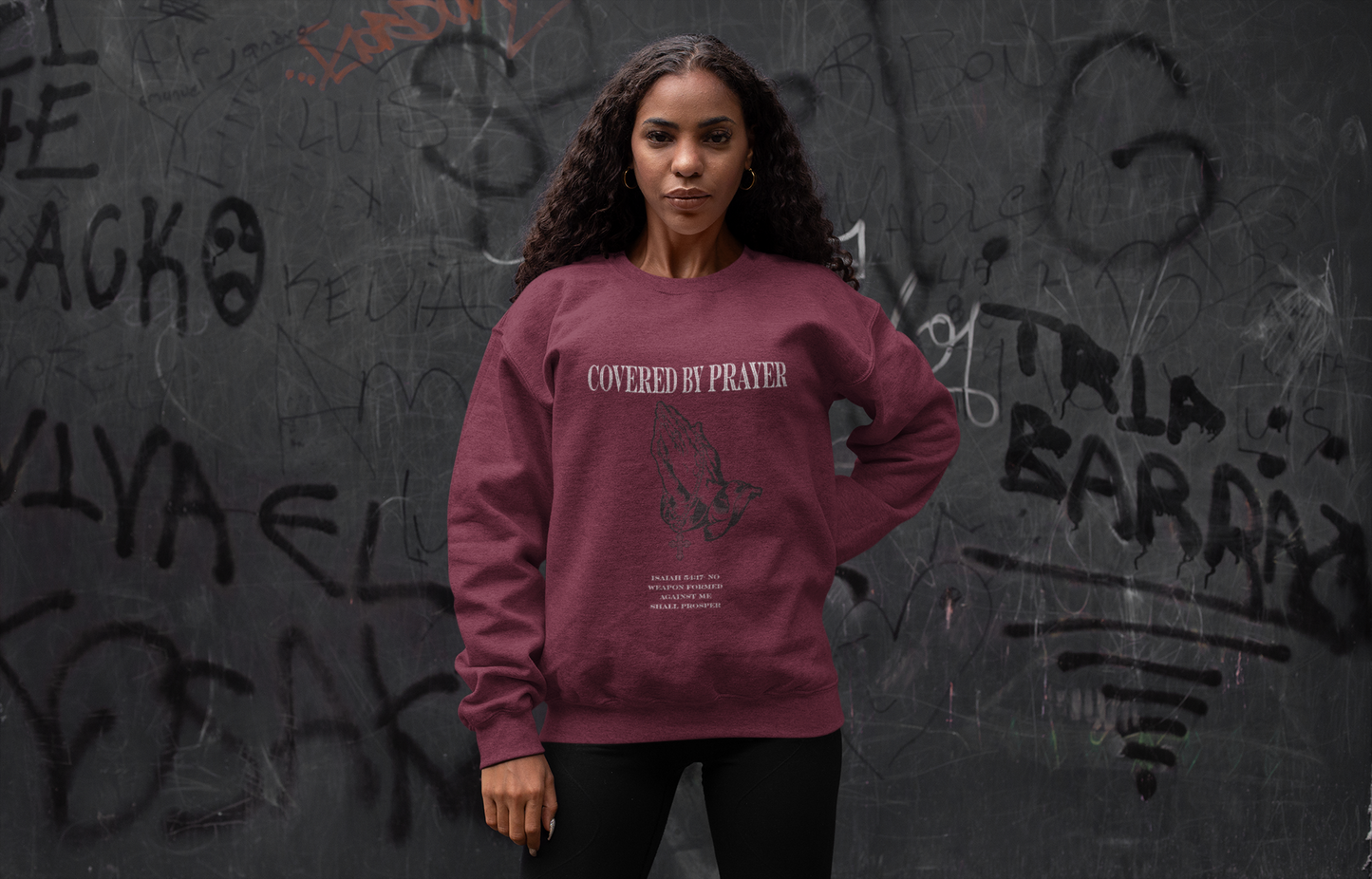 Covered By Prayer Unisex Sweatshirt Printify