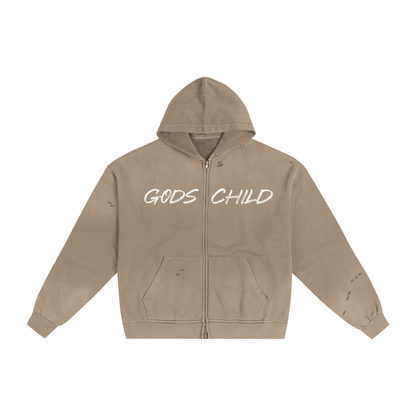 Hand-Frayed Sunfade Zip Hoodie ODMPOD