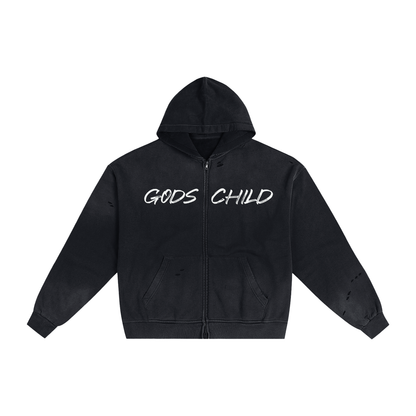 Hand-Frayed Sunfade Zip Hoodie ODMPOD