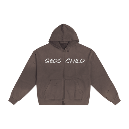 Hand-Frayed Sunfade Zip Hoodie ODMPOD
