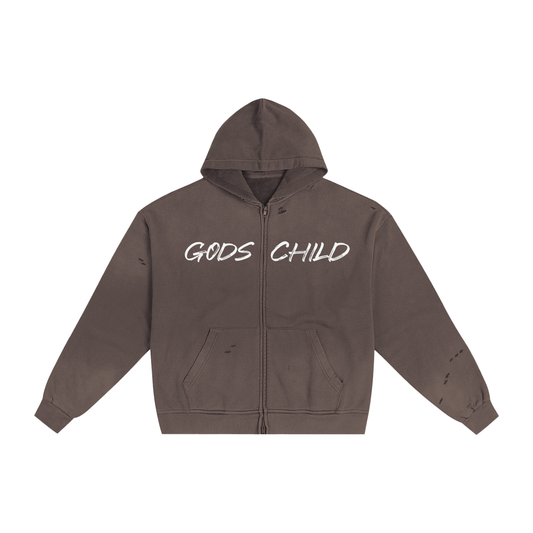 Hand-Frayed Sunfade Zip Hoodie ODMPOD